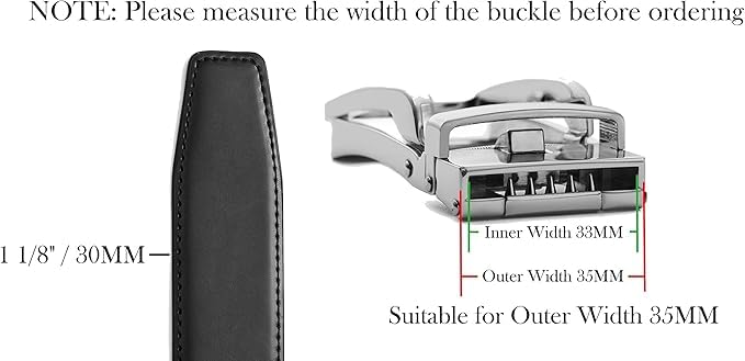 CHAOREN Ratchet Belt Strap Only 1 1/4", Replacement Leather Belt for 32mm Buckle - Image 3