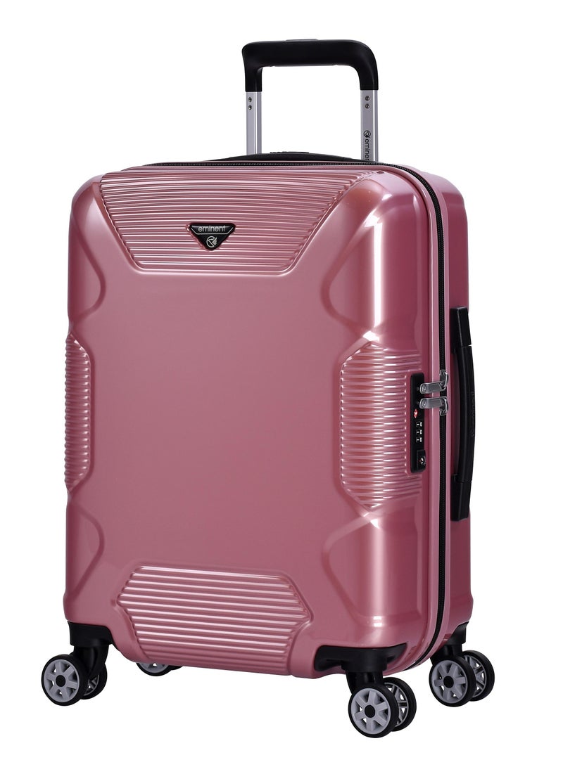 eminent hard case travel bag cabin luggage trolley polycarbonate lightweight suitcase 4 quiet double spinner wheels with tsa lock kj84 shing pink - Image 1