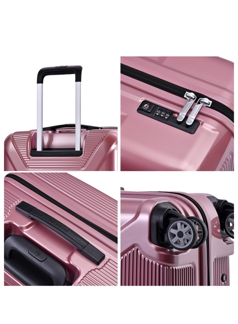 eminent hard case travel bag cabin luggage trolley polycarbonate lightweight suitcase 4 quiet double spinner wheels with tsa lock kj84 shing pink - Image 4