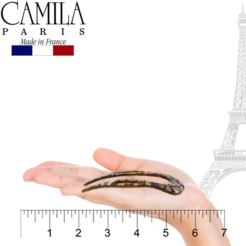 Camila Paris CP2484 French Twist Stick Clip Pins, Handmade, Onyx, Girls Hair Pin U-Shaped Hair Fork for Girls Spiral Updo Chignon Bun Holder, Fashion Styling Hair Accessories for Women, Made in France - Image 3