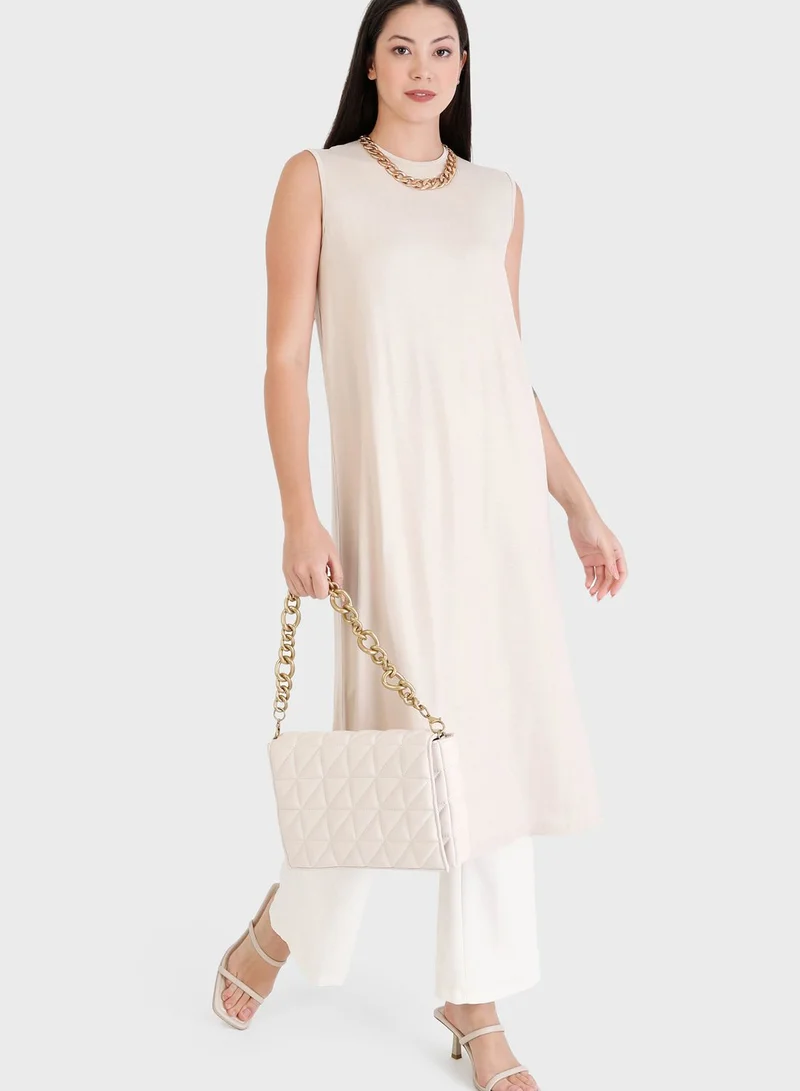 Refka by modanisa Crew Neck Knitted Tunic
