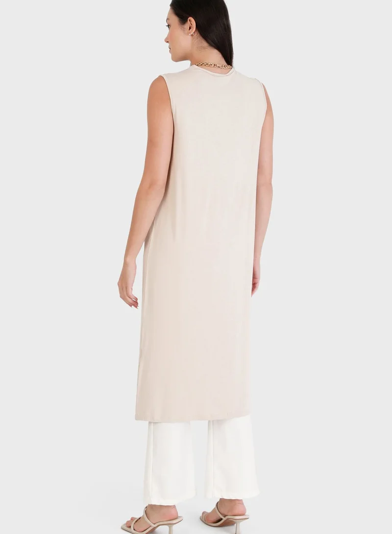 Refka by modanisa Crew Neck Knitted Tunic