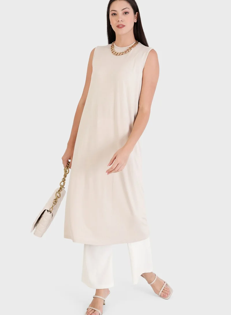 Refka by modanisa Crew Neck Knitted Tunic
