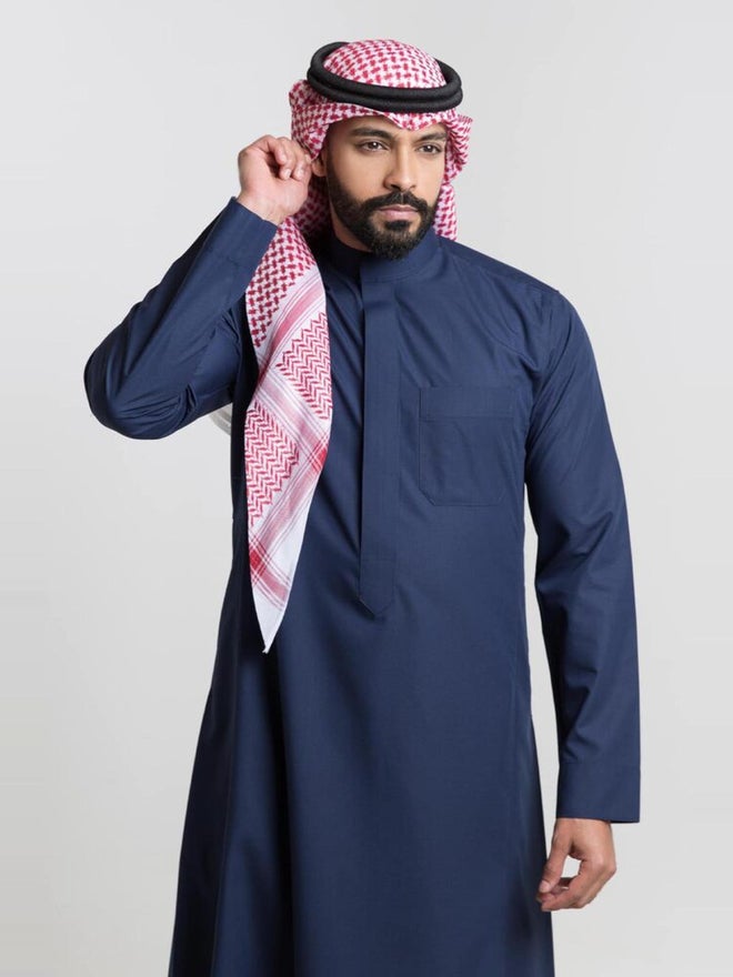 الشياكة ثوب كلاسيك رجالي صيفي، أزرق - 54 بوصة - Image 4