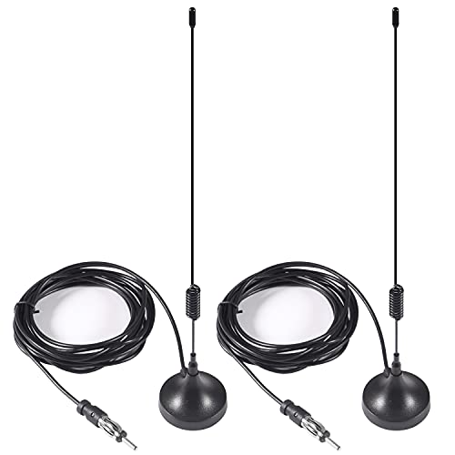 ACEIRMC 2pcs Universal Car Stereo Antenna - FM AM Radio Antenna with Magnetic Base for Vehicle, Truck, SUV, RV, Marine, Boat, Stereo Audio Radio Head Unit - Image 1