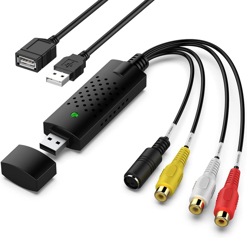 VIXLW Capture Card, USB Video Capture Card Device, Audio Video Converter Grabber for RCA to USB-Convert VHS Mini DV VCR Hi8 DVD to Digital, for PC TV Tape Player Camcorder, MAC Windows Vista Compatible - Image 1