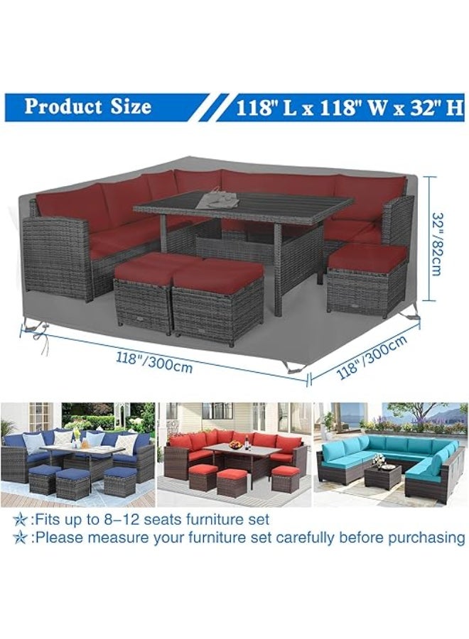 atio Furniture Covers Waterproof,  Outdoor Furniture Cover with Storage Bag, Outdoor Table and Chair Cover for Patio Sectional Set  300Lx300Wx82H - Image 2