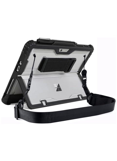 Case for Microsoft Surface Pro 11 (2024),Clear Durable Anti-Drop Smart Tablet Cover with Hand Strap,Pen Holder and Shoulder Strap