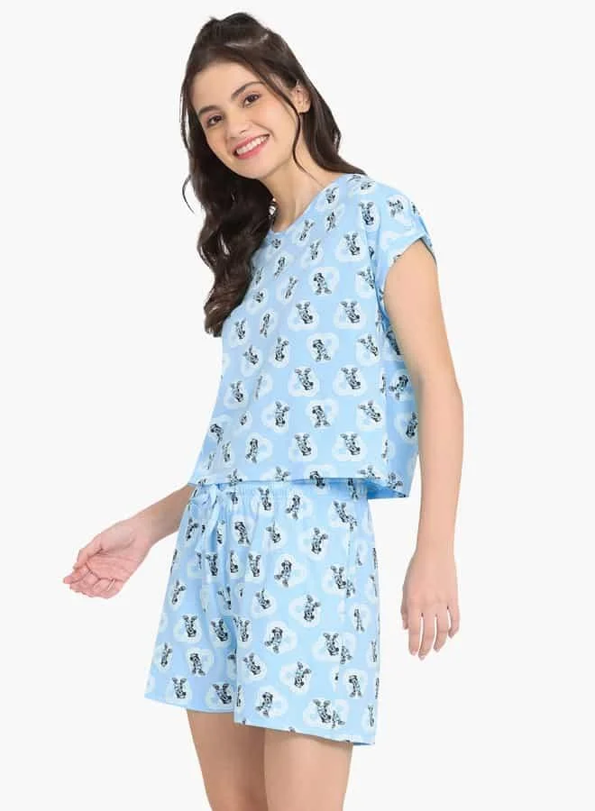 zivame Zivame All-Over Mickey Mouse Print T-shirt and Shorts Set