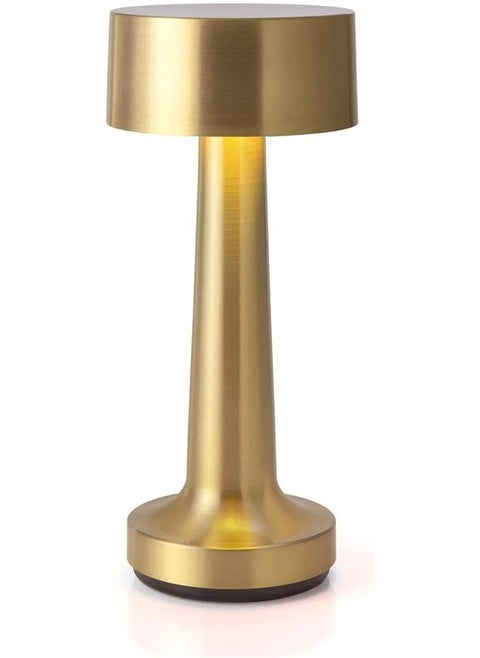 Touch Sensor Table Lamp Portable Cordless LED Desk Light with Rechargeable Battery Soft Night Light for Bedroom Bedside Reading Dining or Restaurant Use, Gold Color Metal Body