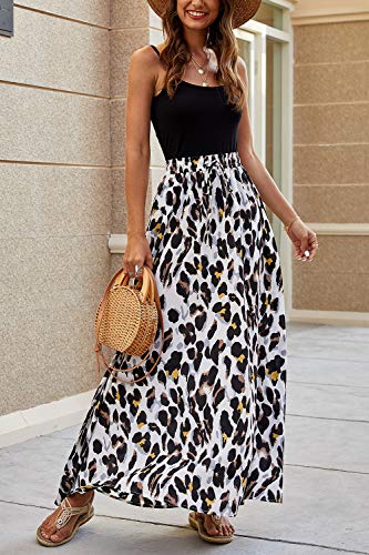 Bluetime Women Summer Casual Long Skirts Pleated High Waisted A Line Flowy Boho Maxi Skirts (S, Floral4) - Image 2