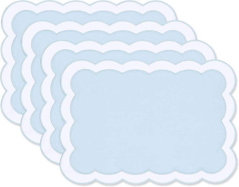 Hofdeco Premium Hofdeco Premium Coastal Patio Indoor Outdoor Placemat Set of 4 14x19 DoubleLayered Waterproof Cloth Placemat for Kitchen or Dining Table Baby Blue Embroidered Solid B - Image 1