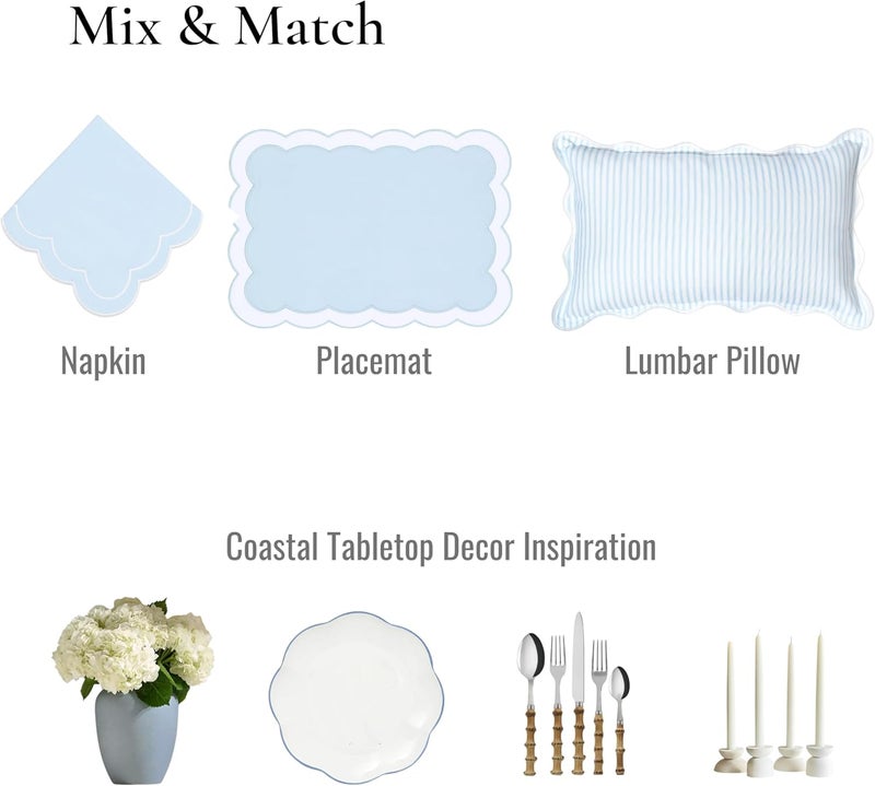 Hofdeco Premium Hofdeco Premium Coastal Patio Indoor Outdoor Placemat Set of 4 14x19 DoubleLayered Waterproof Cloth Placemat for Kitchen or Dining Table Baby Blue Embroidered Solid B - Image 4