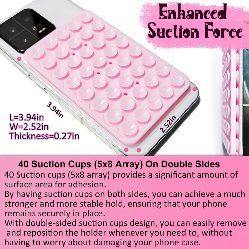 PKYAA 2 Pack Silicone Suction Cup Phone Case Mount Double Sided, Hands-Free Silicon Phone Grip with Higher Suction Power for Selfies and Videos, Non Slip Phone Accessories (LightPink&White) - Image 5