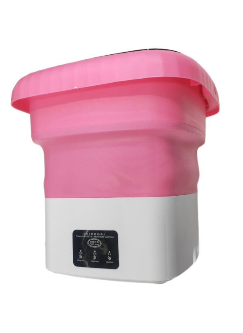 TIGER - Folding Mini Automatic Washing Machine – Portable Lightweight 6L Compact Clothes Washer with Detachable Drain Basket, Spin Dryer, and 3 Adjustable Modes – Ideal for Small Spaces, Apartments, Dorm Rooms, Travel & Baby Clothes Washing Pink - Image 1