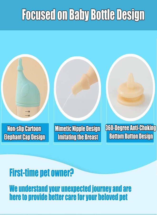 LogFaadCoi Kitten Bottle Feeding Kit for Nursing, Milk Bottles for Feeding Newborn Puppies,Anti-chocking Design with 3pcs Replaceable Nipples, Cute Elephant Shape for Nursing Small Animals Pets (Blue, 20ML) - Image 5