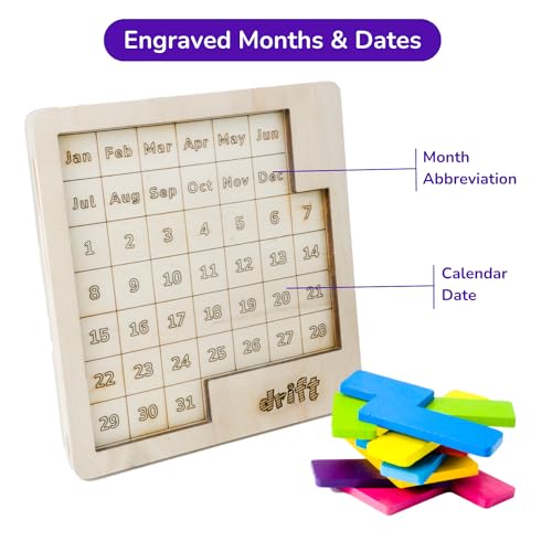 Cubelelo Drift Daily Calendar Puzzle | A-Puzzle-A-Day | Wooden Challenging Tangram Puzzle Toys for Adults and Kids | Compact, Travel Friendly Toy for Return & Birthday Gifts - Image 3