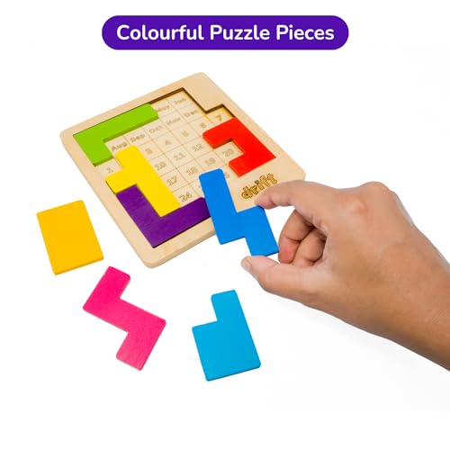Cubelelo Drift Daily Calendar Puzzle | A-Puzzle-A-Day | Wooden Challenging Tangram Puzzle Toys for Adults and Kids | Compact, Travel Friendly Toy for Return & Birthday Gifts - Image 4