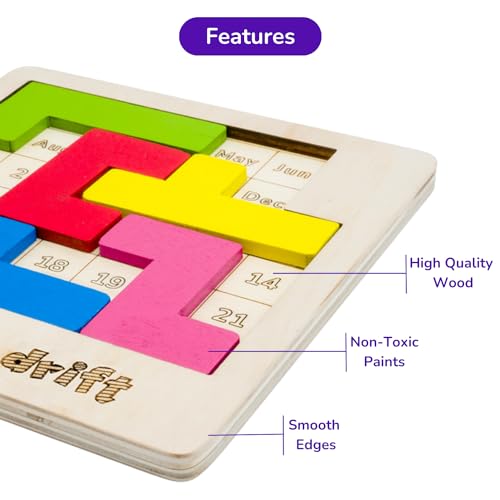 Cubelelo Drift Daily Calendar Puzzle | A-Puzzle-A-Day | Wooden Challenging Tangram Puzzle Toys for Adults and Kids | Compact, Travel Friendly Toy for Return & Birthday Gifts - Image 5