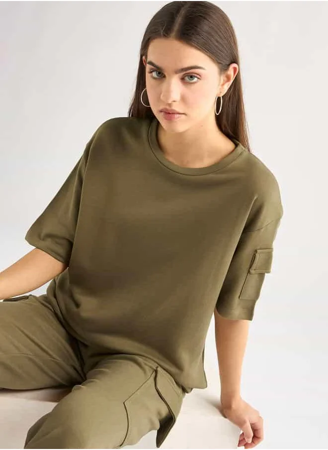 FAV Crew Neck Pocket Detail T-shirt and Cargo Pants Set