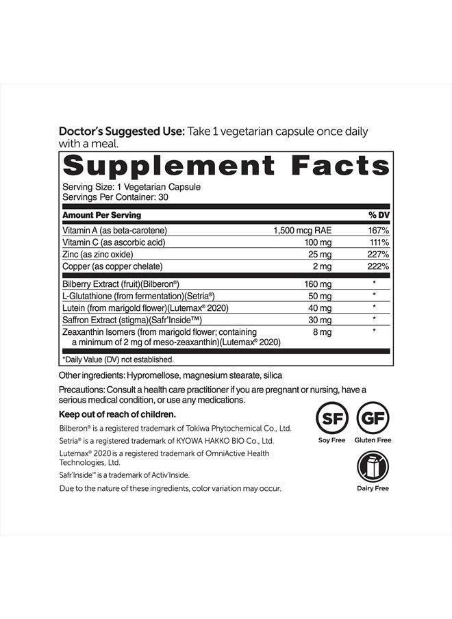 DRWHITAKER - Dr. Whitaker's Vision Essentials Ultra with Lutein | Comprehensive Support with Just One Daily Pill for Macula & Retina Health, Eye Strain, Ocular Pressure, Digital Eye Fatigue, Mood Support and More - Image 1