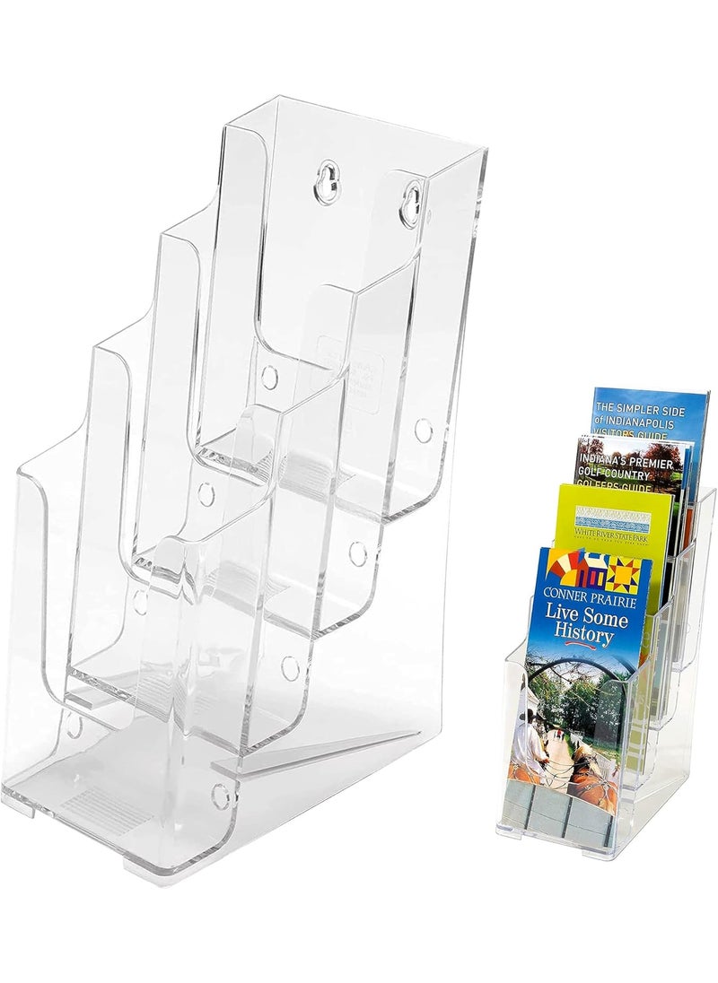 Deflecto Deflecto MultiCompartment Docuholder Countertop or Wall Mount 4Tiered Literature Holder Small Size Clear 478W x 10H x 8D 77701  - Image 1