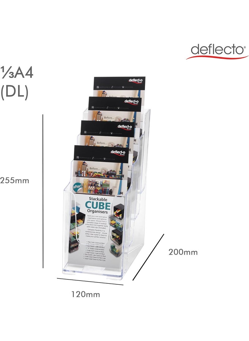 Deflecto Deflecto MultiCompartment Docuholder Countertop or Wall Mount 4Tiered Literature Holder Small Size Clear 478W x 10H x 8D 77701  - Image 4