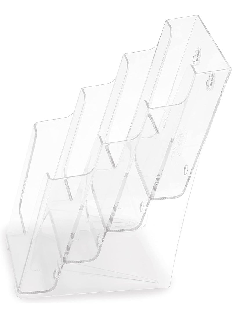 Deflecto Deflecto MultiCompartment Docuholder Countertop or Wall Mount 4Tiered Literature Holder Small Size Clear 478W x 10H x 8D 77701  - Image 3