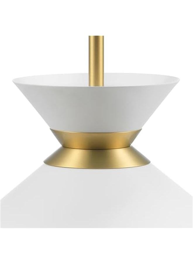 Arabest Matte Brass Pendant with White Tapered Shade and Ring Detail is Adjustable for Kitchen Home Improvement, Dimmable Lighting.  - Image 2