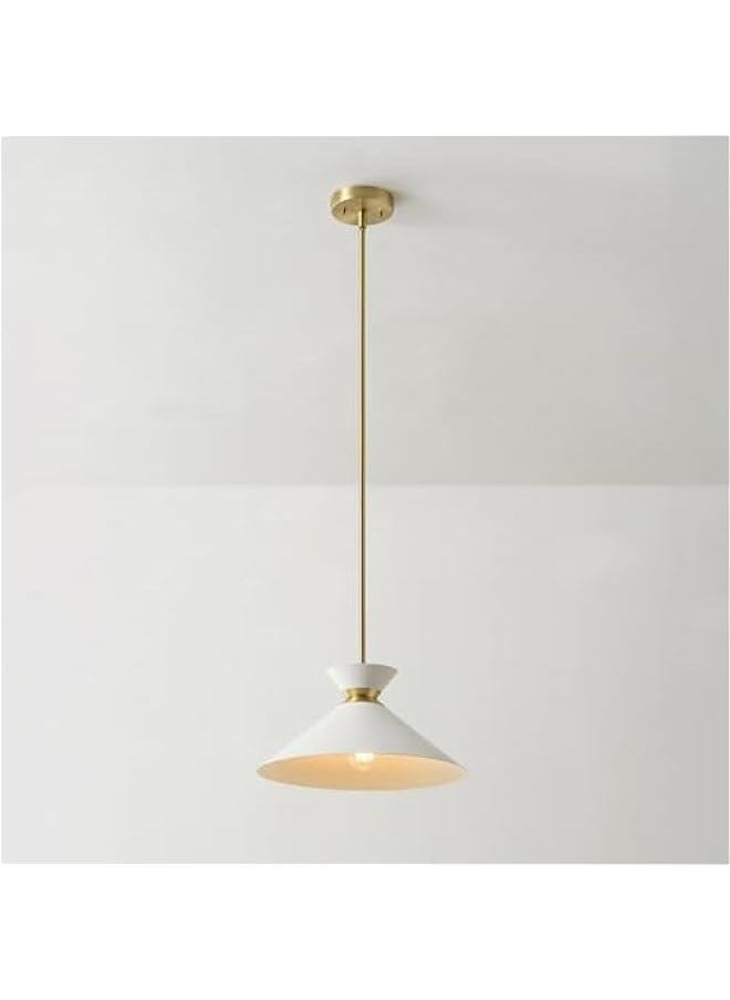 Arabest Matte Brass Pendant with White Tapered Shade and Ring Detail is Adjustable for Kitchen Home Improvement, Dimmable Lighting.  - Image 5