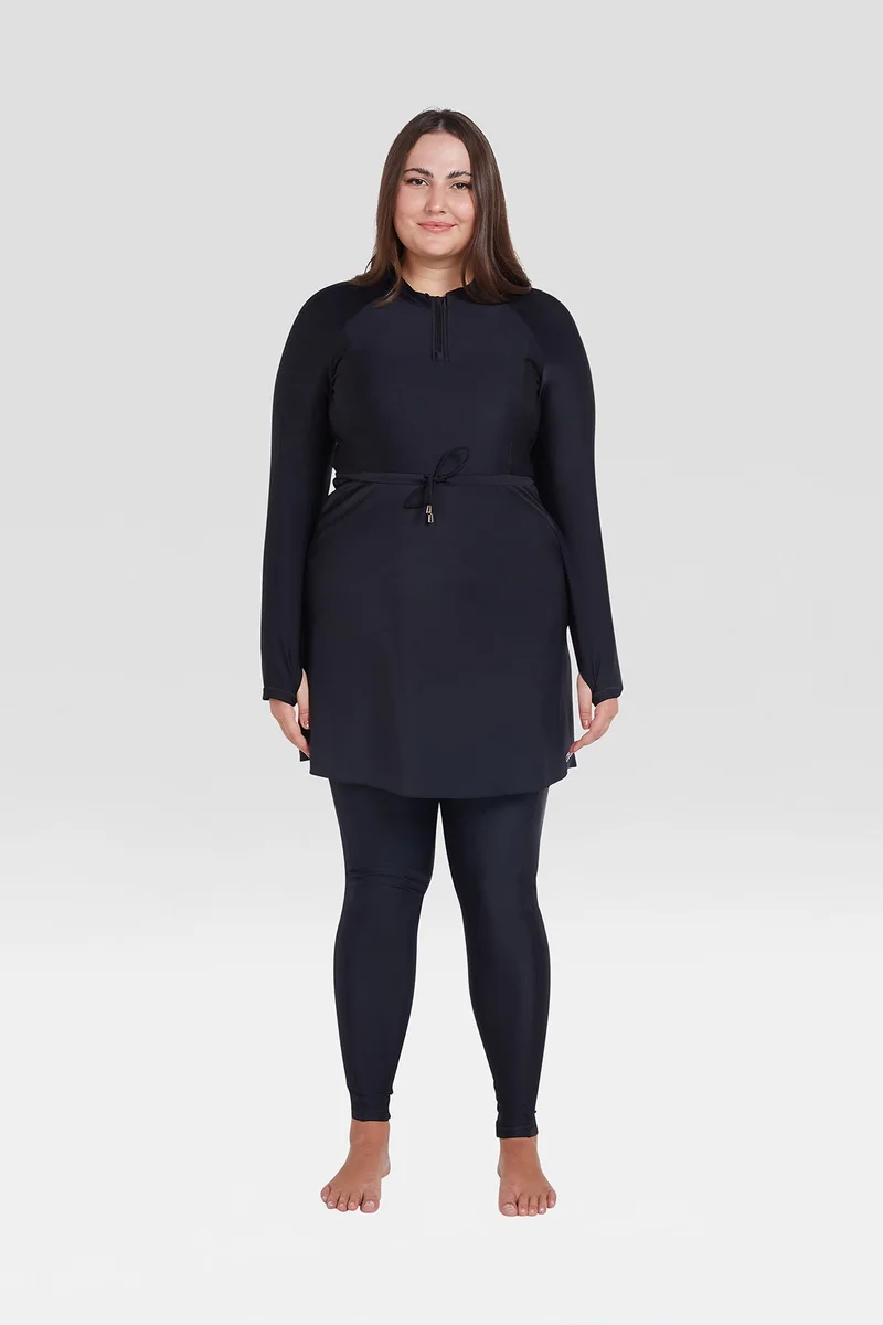 COEGA Ladies Modest Two piece Suit Swim Set Skirted - Black