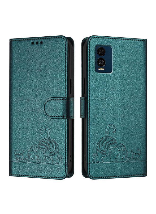 S-TOP Case For BLU View Speed 5G Cat Rat Embossed RFID Leather Phone Case with Lanyard - Image 2