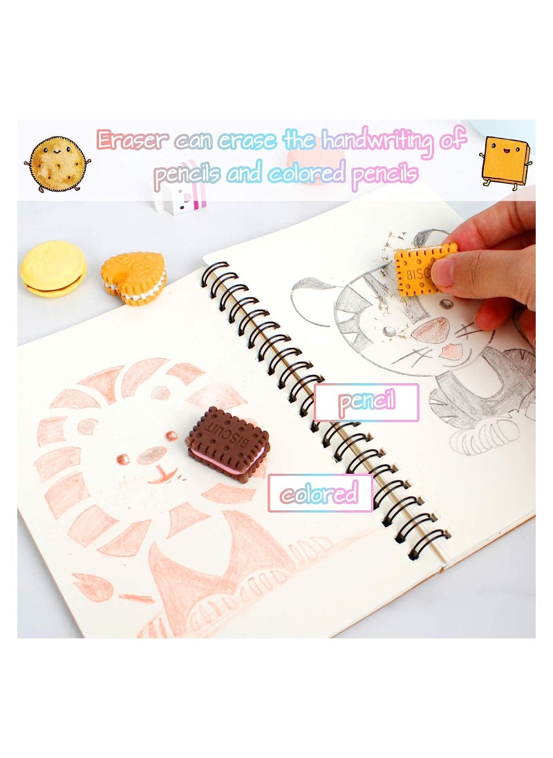 Excefore lovely Erasers 22 Pcs Novelty Erasers for Kids Girls Creative Macaron Erasers for School Classroom Prizes Party Gifts Sandwich Biscuit Eraser Creative lovely Primary School Children's Eraser  - Image 2