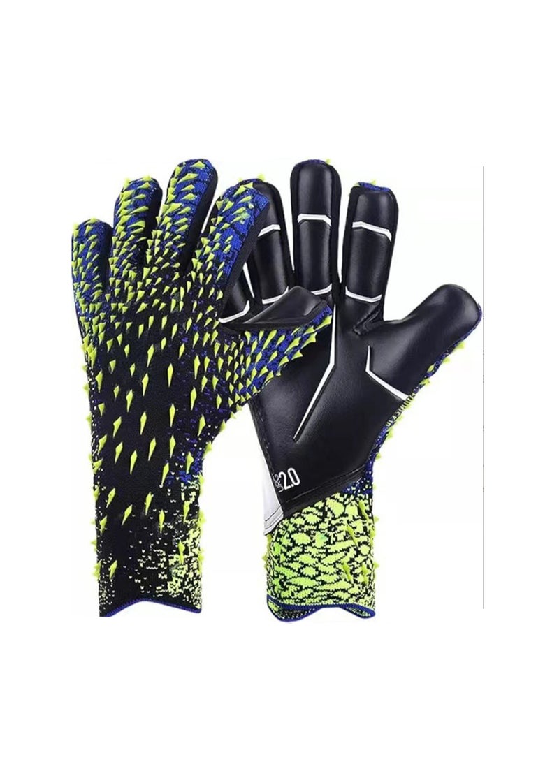 Generic Soccer Goalkeeper Gloves Goalkeeper Training Gloves Strong Grip Non-slip Breathable Suitable for Adults and Kids (Green and Black Size 9)  - Image 1