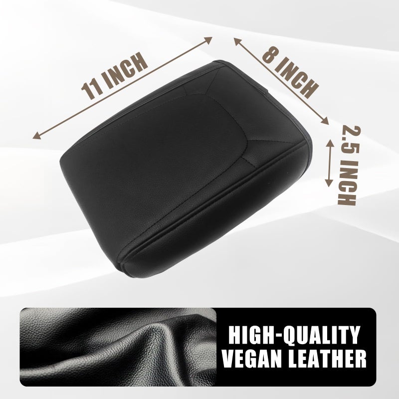 Muslogy Center Console Armrest Cover Fit for Chevy Colorado/GMC Canyon 2026 2023-2025 Accessories, Comfort Armrest Pad Console Lid Cushion Vegan Leather Regular Thick(Black Trim) - Image 5