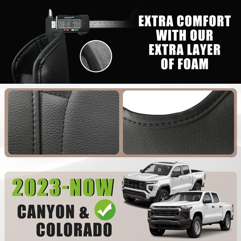 Muslogy Center Console Armrest Cover Fit for Chevy Colorado/GMC Canyon 2026 2023-2025 Accessories, Comfort Armrest Pad Console Lid Cushion Vegan Leather Regular Thick(Black Trim) - Image 3