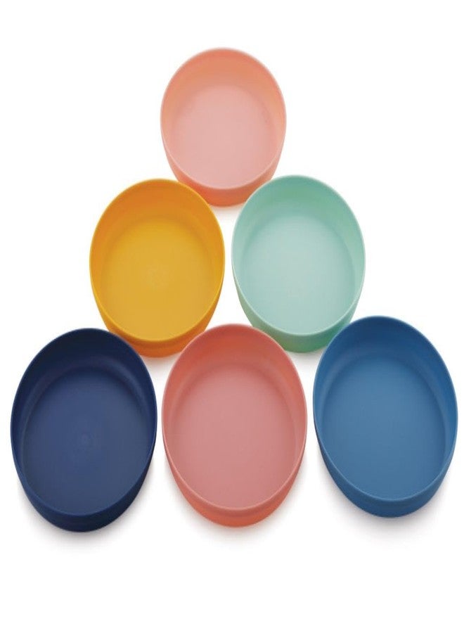 FASHRAMP Round Plastic Dinner Plate Set (Set of 6 Pcs) Colorful Snacks/Breakfast Plate (Small - 7” x 7” x 0.5”) - Image 3