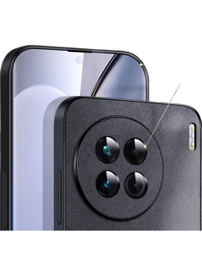 Shangsu, Suitable For Vivox90 Phone Case, Vivo X90 Protective Cover, Shockproof, Full Lens Protection, Soft Shell, Simple Luxury, Lambskin Silicone Outer Case, For Women And Men, Leather Case, Black - Image 2
