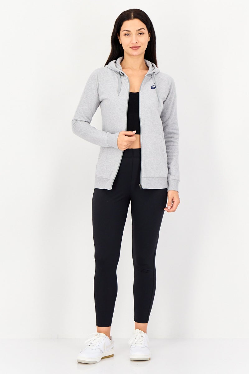 asics Women Sportswear Fit Long Sleeve Outdoor Full Zip Hoodie, Heather Grey - Image 3