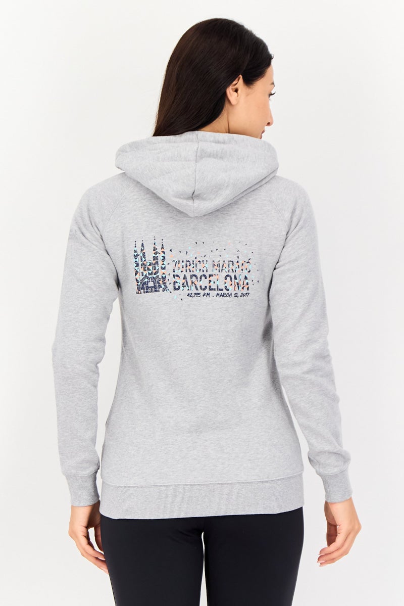 asics Women Sportswear Fit Long Sleeve Outdoor Full Zip Hoodie, Heather Grey - Image 2