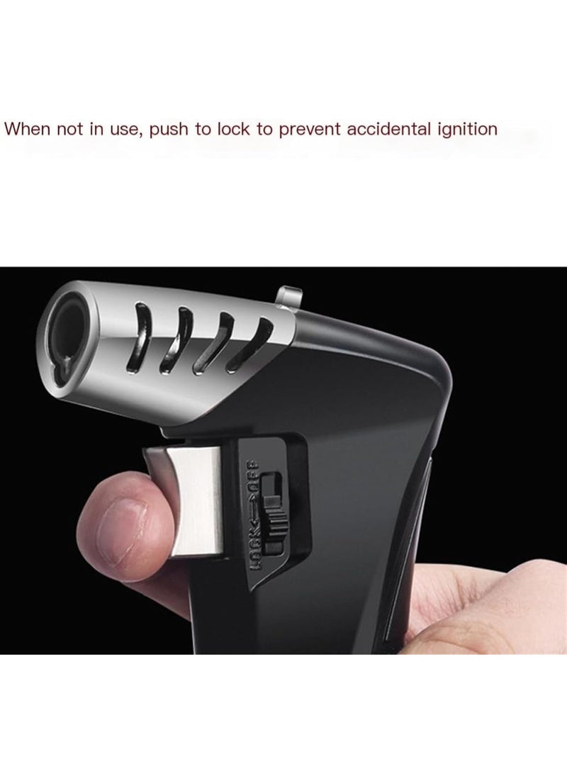 Honest Metal Jet-Flame Lighter For BBQ, Outdoor, Cigar, Windproof,  Dual Flame Modes, Refillable Butane Torch, Black (Without Gas) - Image 2