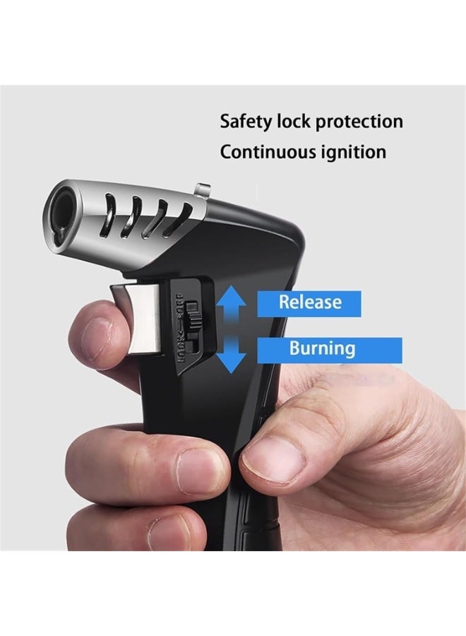 Honest Metal Jet-Flame Lighter For BBQ, Outdoor, Cigar, Windproof,  Dual Flame Modes, Refillable Butane Torch, Black (Without Gas) - Image 3