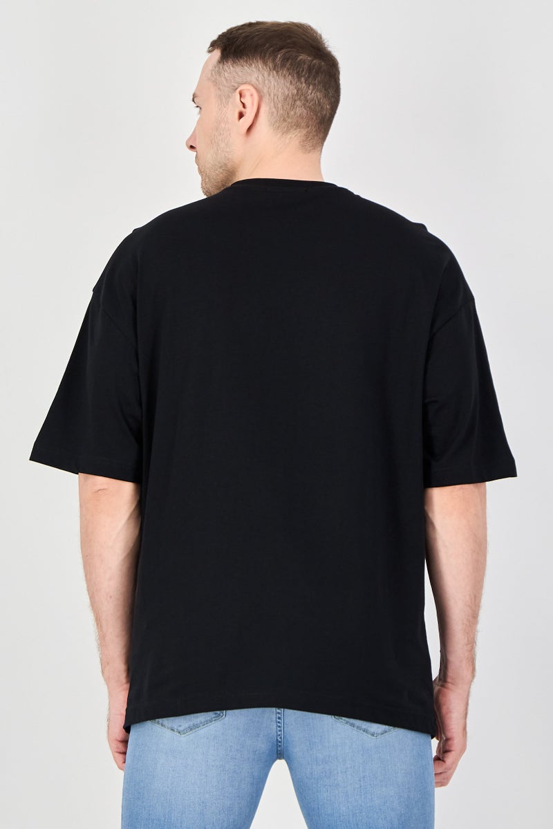 Ketch Men Crew Neck Short Sleeve Graphic Print T-Shirt, Black - Image 3
