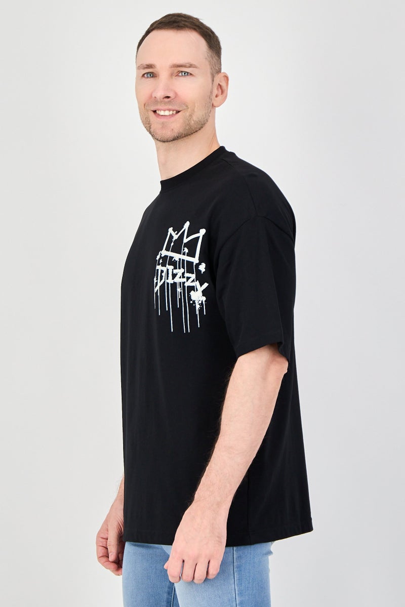 Ketch Men Crew Neck Short Sleeve Graphic Print T-Shirt, Black - Image 2