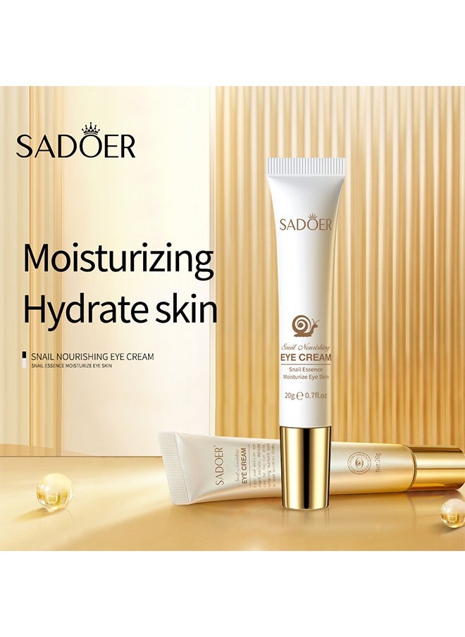 SADOER - Snail Essence Moisturize Eye Cream 20G, Anti Aging, Exquisitely Repair Skin, Moisturize, Fade Eye Lines, Dark Circles And Black Spots, Shrink Pores And Tighten Skin, Moisturizing Eye Serum, Eye Care - Image 1