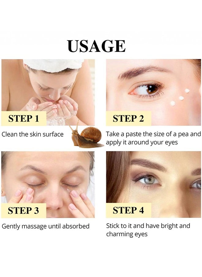 SADOER - Snail Essence Moisturize Eye Cream 20G, Anti Aging, Exquisitely Repair Skin, Moisturize, Fade Eye Lines, Dark Circles And Black Spots, Shrink Pores And Tighten Skin, Moisturizing Eye Serum, Eye Care - Image 1