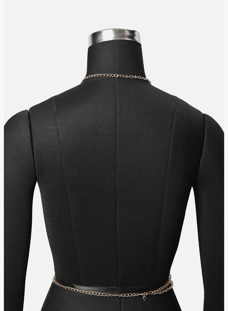 SOHI SOHI Silver plated sexy women body chain | Adjustable body bra chain for women | Multi layered Harness body chain necklace | Fancy, stylish embellished designer body chain | jewellery for women & girl