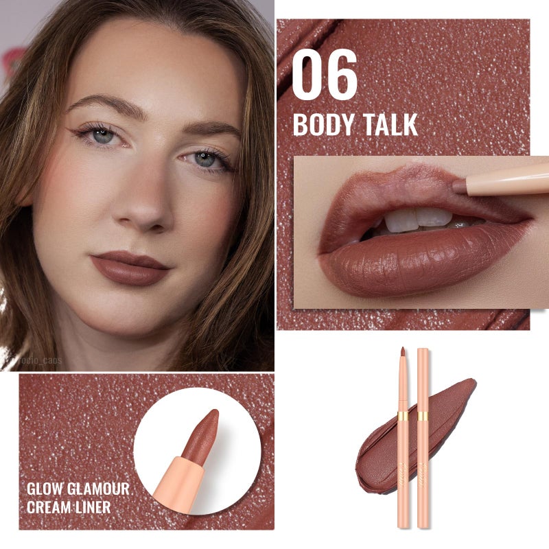 Oulac Brown Lip Liner Pencil, Waterproof Retractable Lipliner Crayon, Smooth, Long-lasting and waterproof Formula, Contour your lips, Vegan Beauty, 06 Body Talk - Image 2