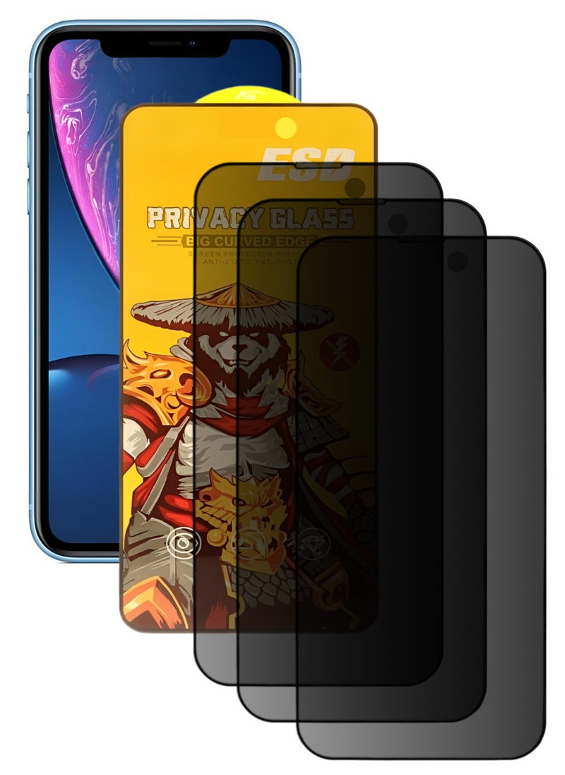 ESD 3 Pieces Tempered Dustproof Privacy Glass Screen Protector Compatible For iPhone XR - Image 1