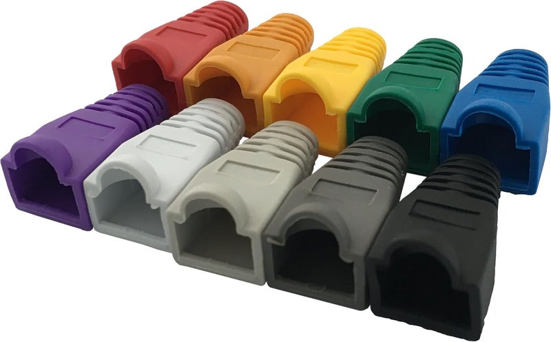 Accessbuy 100 قطعة من واقيات تخفيف الضغط لكابلات الشبكة RJ45 CAT6 CAT6E CAT5 CAT5E، غطاء موصل الكابل، ألوان مختلطة لأجهزة الكمبيوتر المحمولة - Image 1